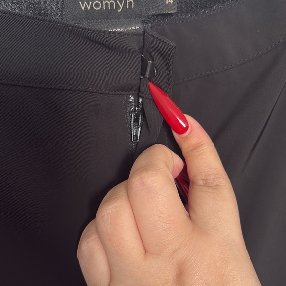 Womyn Cropped Black Side Slit Dress Pants - Picture 3 of 5